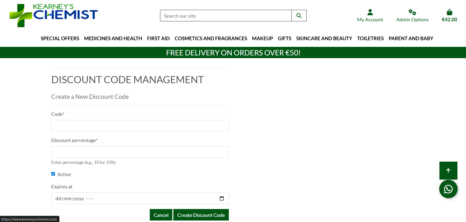 Create Discount Code