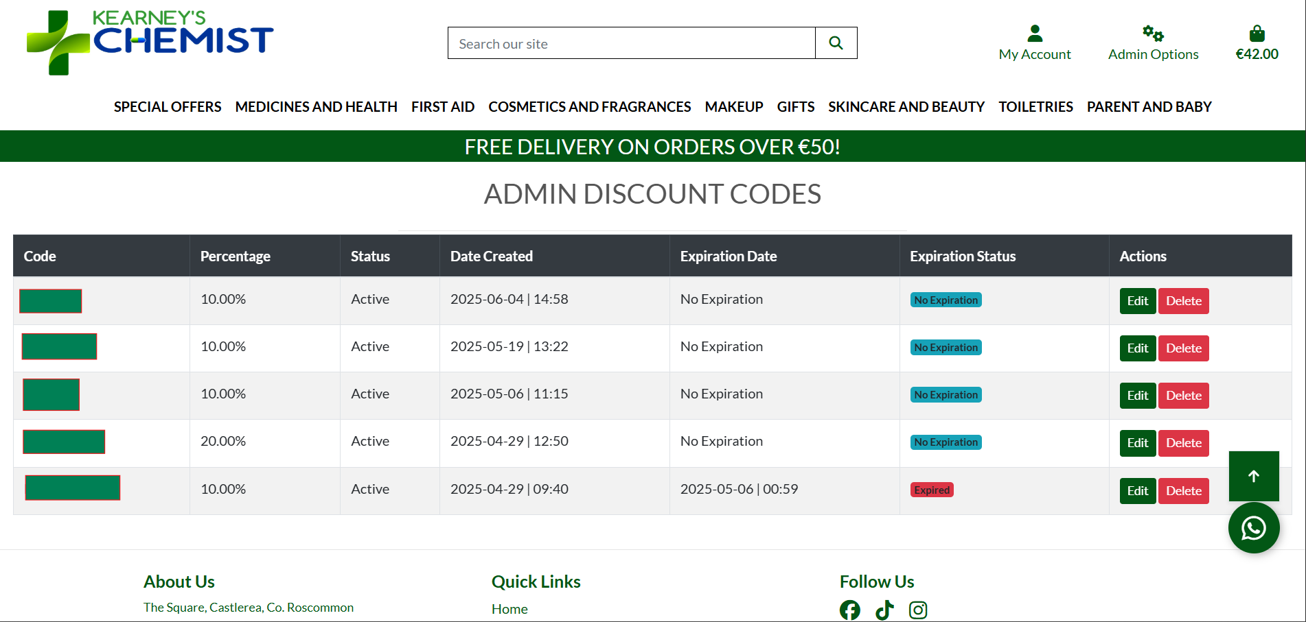 Manage Discount Code